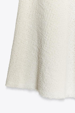 ZARA ЮБКА МИДИ ИЗ ТКАНИ В РУБЧИК — ZW COLLECTION, ЭКРЮ