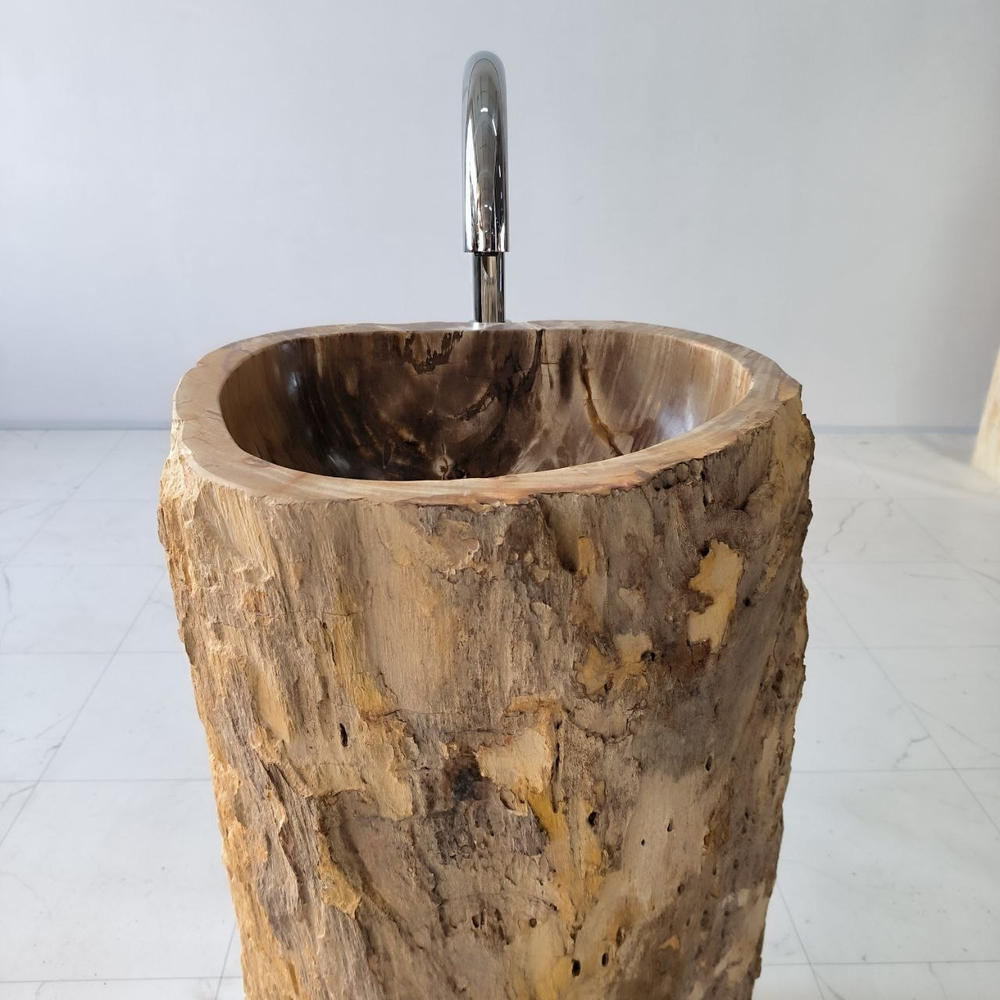 Раковина напольная из окаменелого дерева ODN-04180 (47*41*90 см)