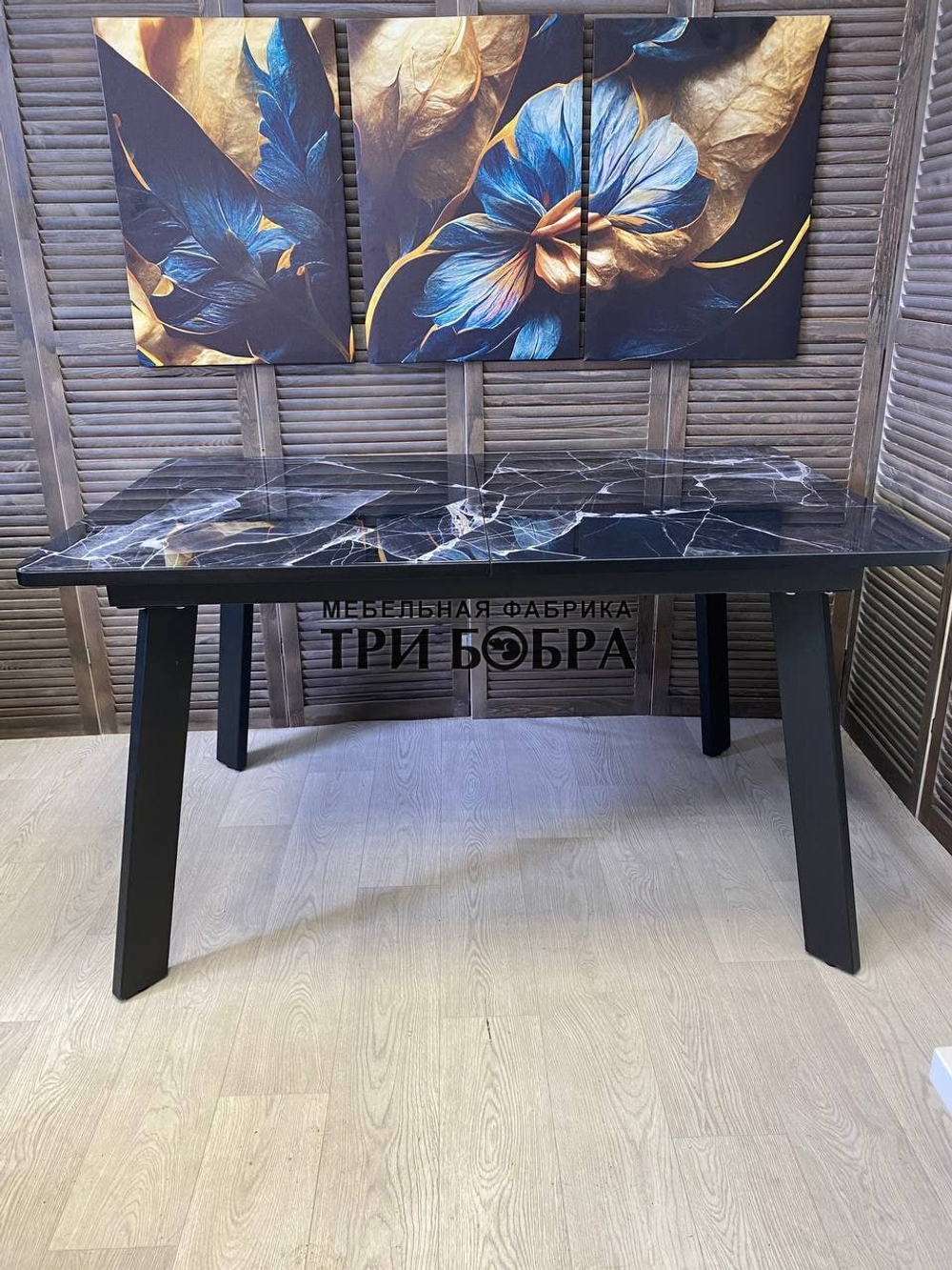 Кухонный раздвижной стол "Гранд", чёрный мрамор