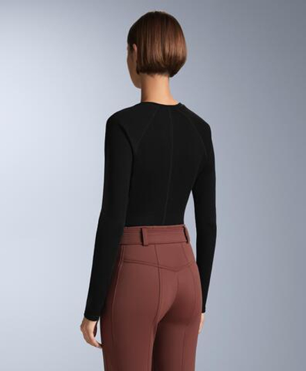 Oysho Термофутболка из смеси мериносовой шерсти, базовый слой, черный