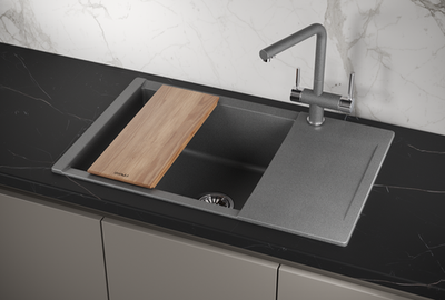 Granula ES-7807, ГРАФИТ, кухонная мойка, кварц, ESTETICA