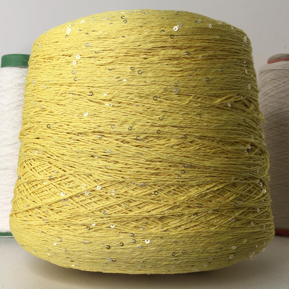 PAILLUX - D&C yarns; 96% хлопок, 4% прозрачные пайетки; 560м/100гр; цвет: жёлтый