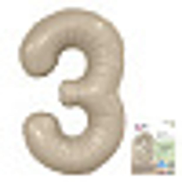 Agura Шар 40'' / 102 см "Цифра 3" Slim Мистик Кремовый Сатин (БГ-60)