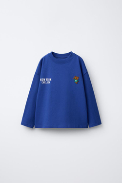 ZARA ЛОНГСЛИВ С ВЫШИТЫМ ЛЬВОМ, СИНИЙ