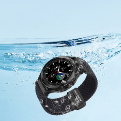 Эластичный ремешок черного цвета (Midnight) от Dux Ducis для смарт часов Samsung Galaxy Watch 3, 4, 5, 6 и 7 (размер крепления 20мм), серия Strap (Mixture Pro Series)