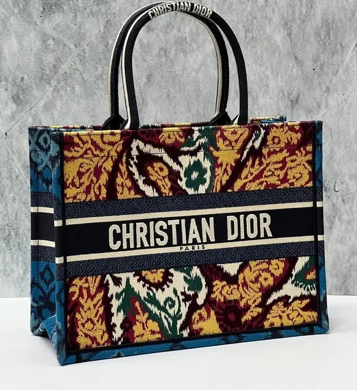 Сумка Dior Book Tote, модель среднего формата синий/желтый