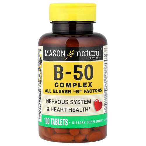 Mason Natural, комплекс витаминов группы B50, 100 таблеток