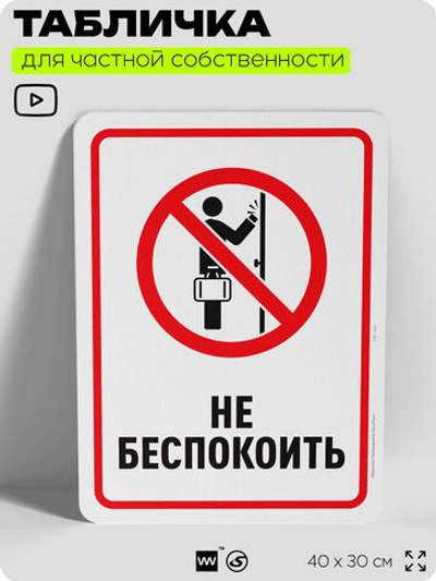 Табличка для частной территории "Не беспокоить", на дом, для участка, организаций и частных территорий, предупреждающая, 40х30 см, Silver Plane x Айдентика Технолоджи
