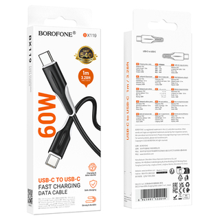 Кабель TypeC - TypeC BOROFONE BX119 60W (черный) 1м