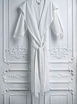 Элитный халат хлопковый Meyzer Tassels белый от Hamam