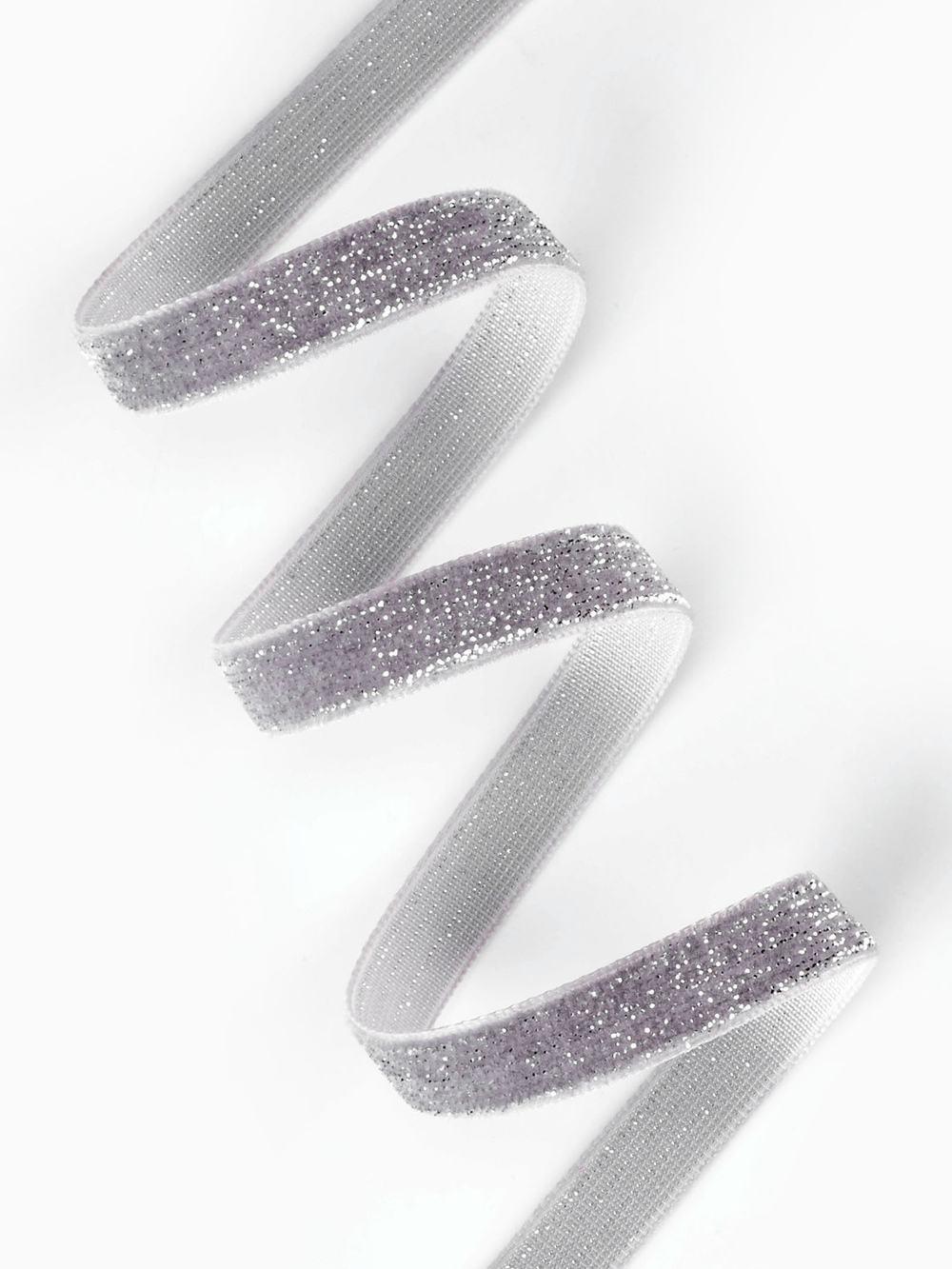 Лента бархатная 10мм, №VS5-184 серый серебряный люрекс АУ 9626580