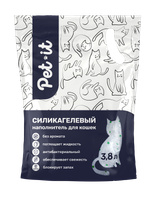 Pet-it силикагелевый наполнитель для кошек Crystal Green, без аромата, 16 л