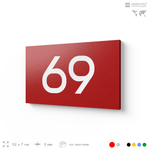 Табличка с номером 69 на дверь квартиры, для офиса, кабинета, аудитории, склада, красная 120х70 мм, Айдентика Технолоджи
