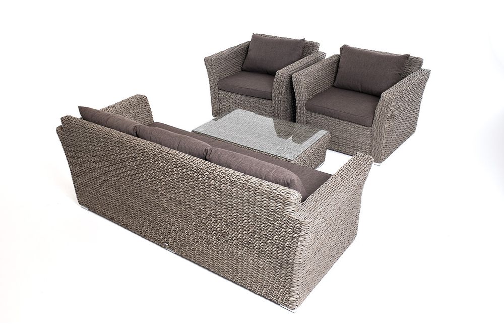 "Капучино" лаунж-зона из искусственного ротанга (гиацинт), цвет серый