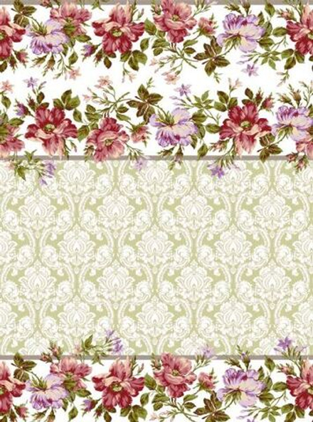 Полотенце кухонное из рогожки Цветочная кайма рис.2, 38х75 см, 1 шт.