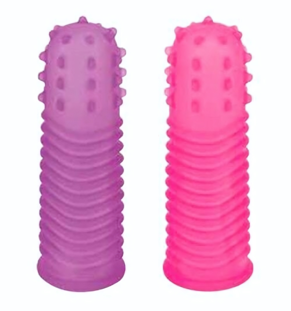 Набор из 2 насадок на пальцы Lust Finger Sleeves (Цвет: фиолетовый с розовым)