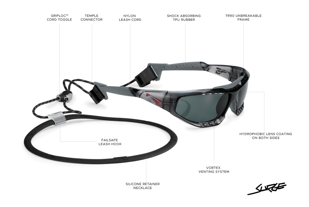 Спортивные очки LiP Surge / Gloss Trans. Grey / Black / PC Polarized / Levanté Series Chroma Smoke