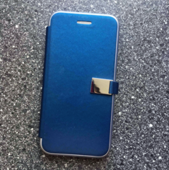 Чехол книжка-подставка с заклепкой из эко-кожи ISA Style Flip Cover для iPhone X, Xs (Синий)