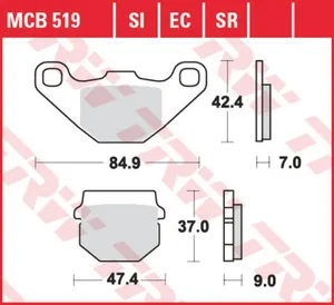 Колодки тормозные дисковые TRW MCB519