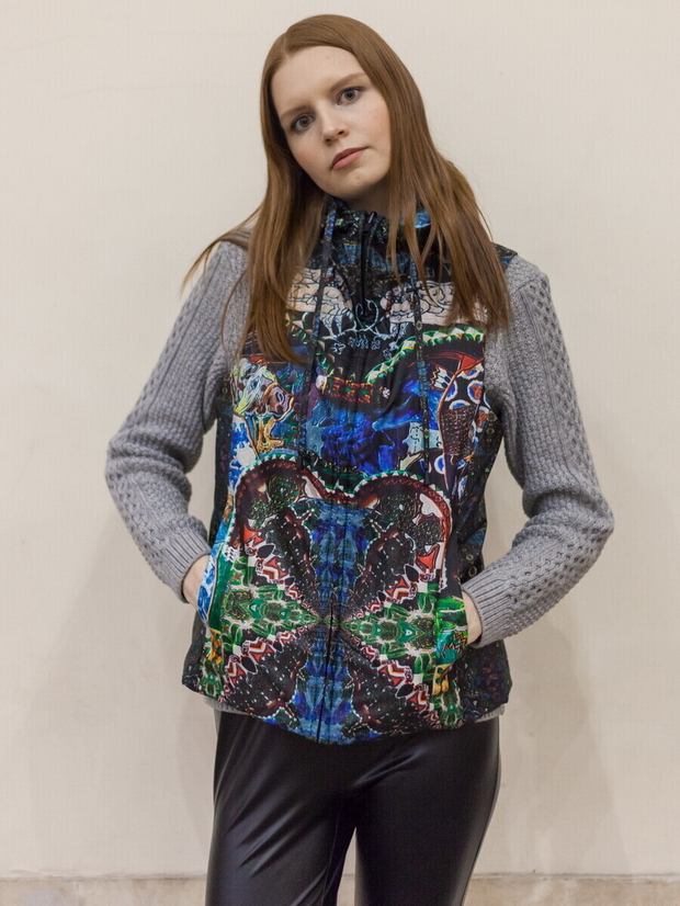 Двусторонний жилет "Сказка", по мотивам изразцов русского художника Михаила Врубеля