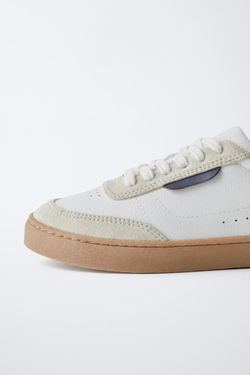 ZARA КРОССОВКИ С ДЕТАЛЯМИ, БЕЛЫЙ