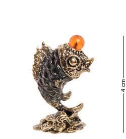 Народные промыслы AM- 335 Фигурка «Рыбка Денежная Фен-Шуй» (латунь, янтарь)