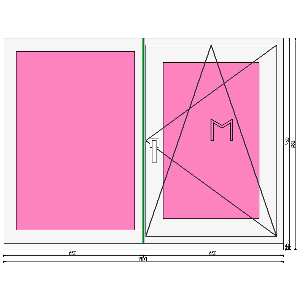 Пластиковое окно 950 х 1300 ТермА Эко + Москитная сетка