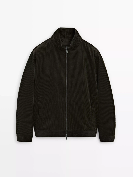 Massimo Dutti Вельветовая куртка с высоким воротником, коричневый