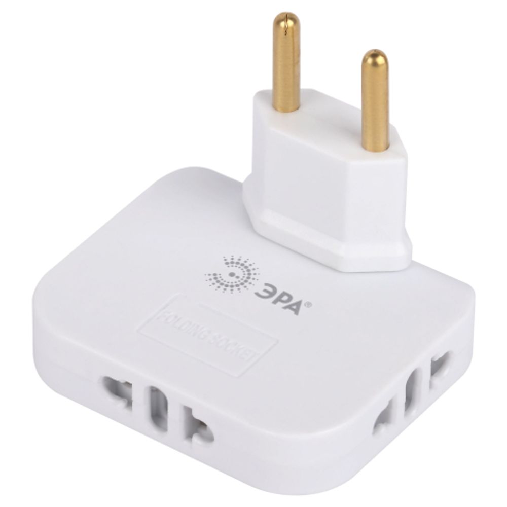 Разветвитель электрический ЭРА SPF-3-FL поворотный на 3 розетки 10А белый | Тройники