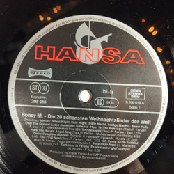 Винтажная виниловая пластинка LP Boney M Die 20 Schonsten Weihnachtslieder Der Welt (Germany 1986)