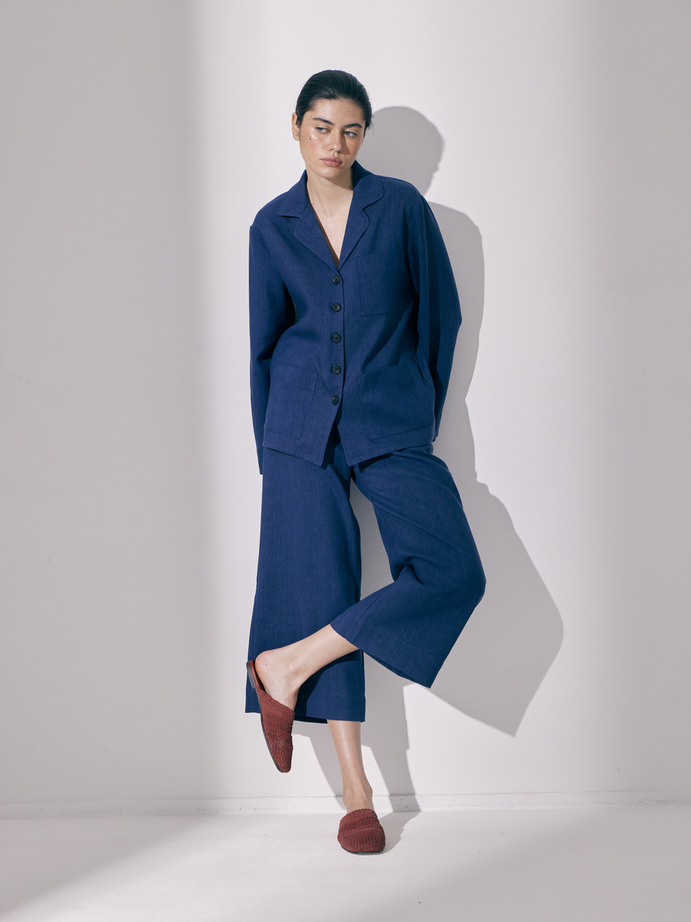 ISLA suit in blue linen