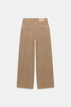 ZARA ДЖИНСЫ Z1975 WIDE-LEG СО СРЕДНЕЙ ПОСАДКОЙ И ВЫТАЧКАМИ, СВЕТЛЫЙ ЖЕЛТО-КОРИЧНЕВЫЙ