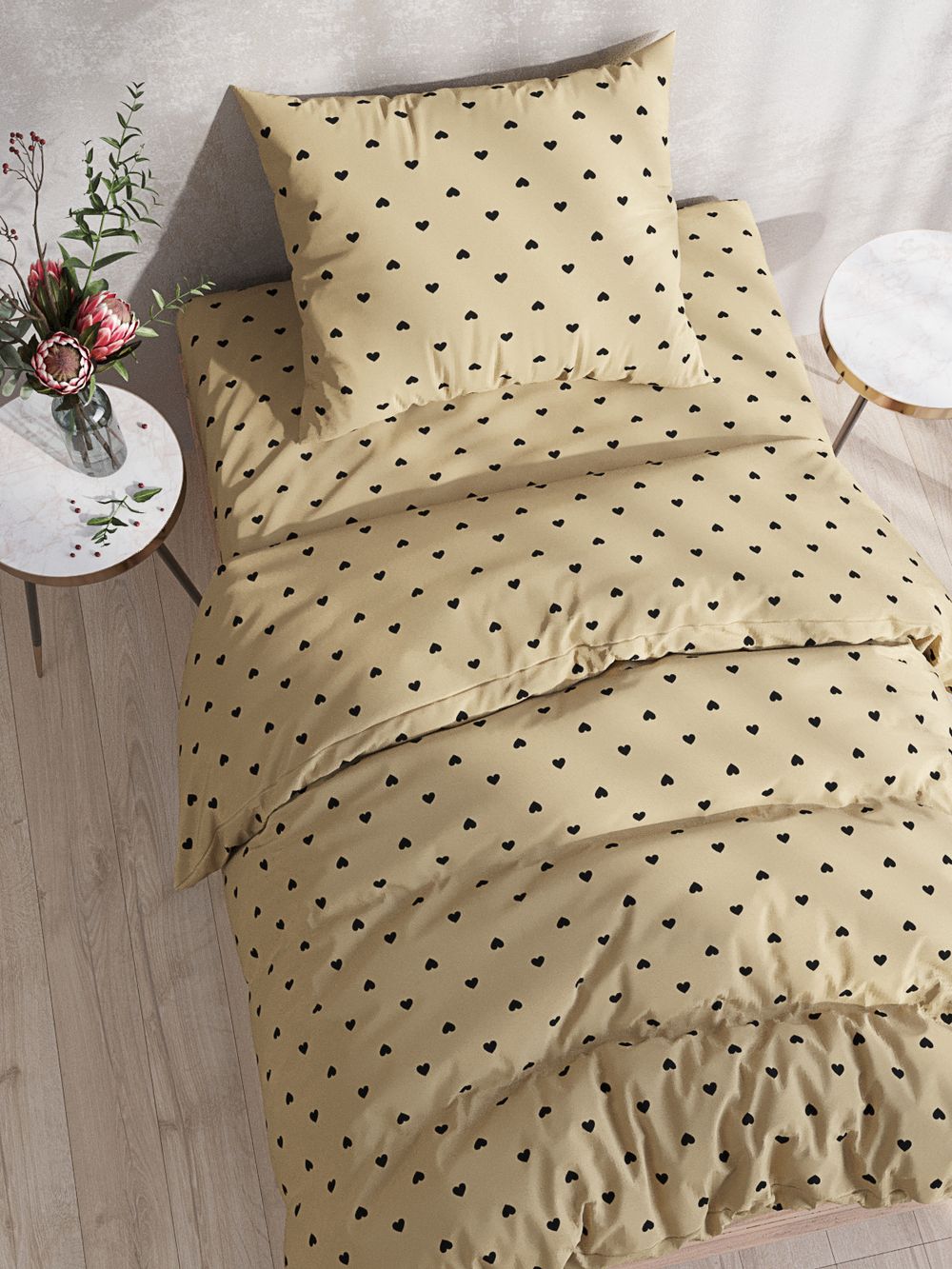 Постельное белье перкаль Сказка "Адель" 1,5-сп Наволочка 70х70 см 1 шт Простынь на резинке 90x200 см Пододеяльник 145x215 см