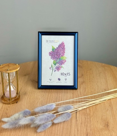 Фоторамка 10х15 см, синяя, без фактуры, арт. 1015.135152