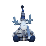 Новогодняя игрушка ручной работы, олень с рогами. Рождественское и новогоднее украшение под елку, сидячий