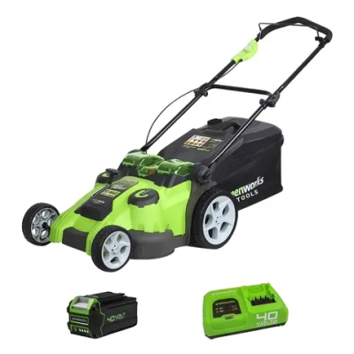 Аккумуляторная газонокосилка Greenworks G40LM49DBK4 40В (1 x 4 Ач, Быстрое ЗУ) нож 49 см, 2500207U4F