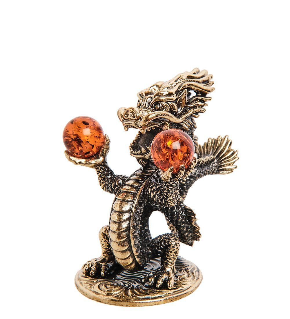 Народные промыслы AM-2787 Фигурка «Дракон Китай» (латунь, янтарь)
