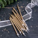 Набор свечей для торта 12 шт., 10 см, с держ., золотой металлик, ЗОЛОТАЯ СКАЗКА, в блистере, 591452