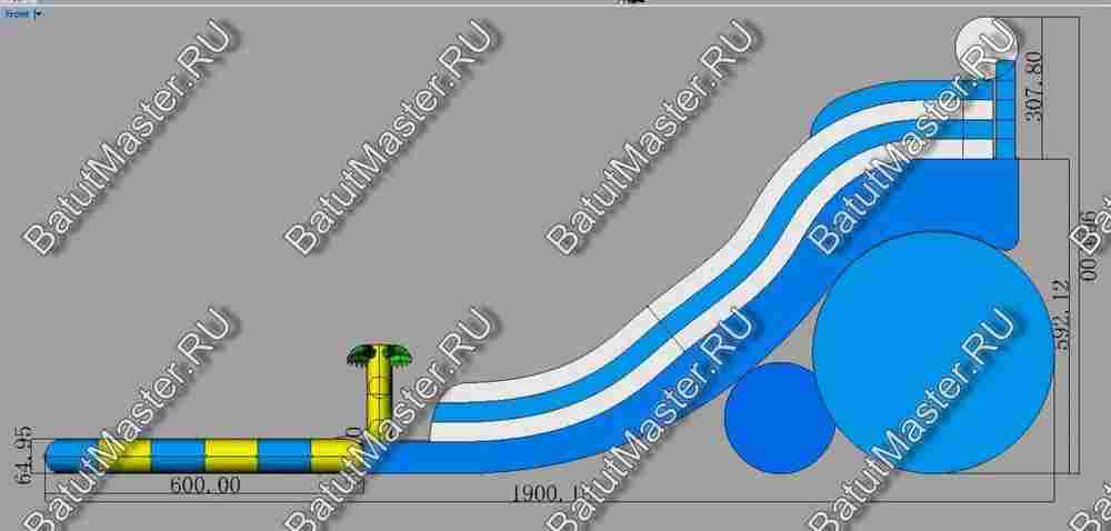 Надувной батут с бассейном «Пляжный оазис», 15*6.5*6.5 м