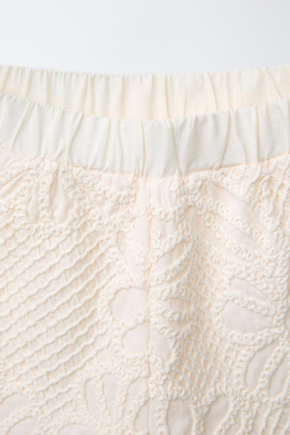 ZARA ШОРТЫ С КРУЖЕВОМ, ЭКРЮ