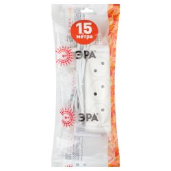 Удлинитель электрический ЭРА UX-3-1,5m без заземления 3 розетки 1,5 м ШВВП 2x0,75мм2 6А | Бытовые удлинители