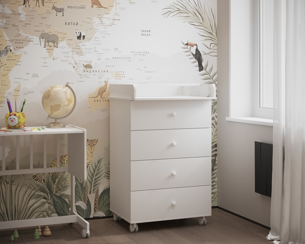 Детский комод Nova 2 в 1 600/4 белый