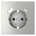 Накладка для розетки с заземлением и защитными шторками, с USB A+C, S70 (сталь)