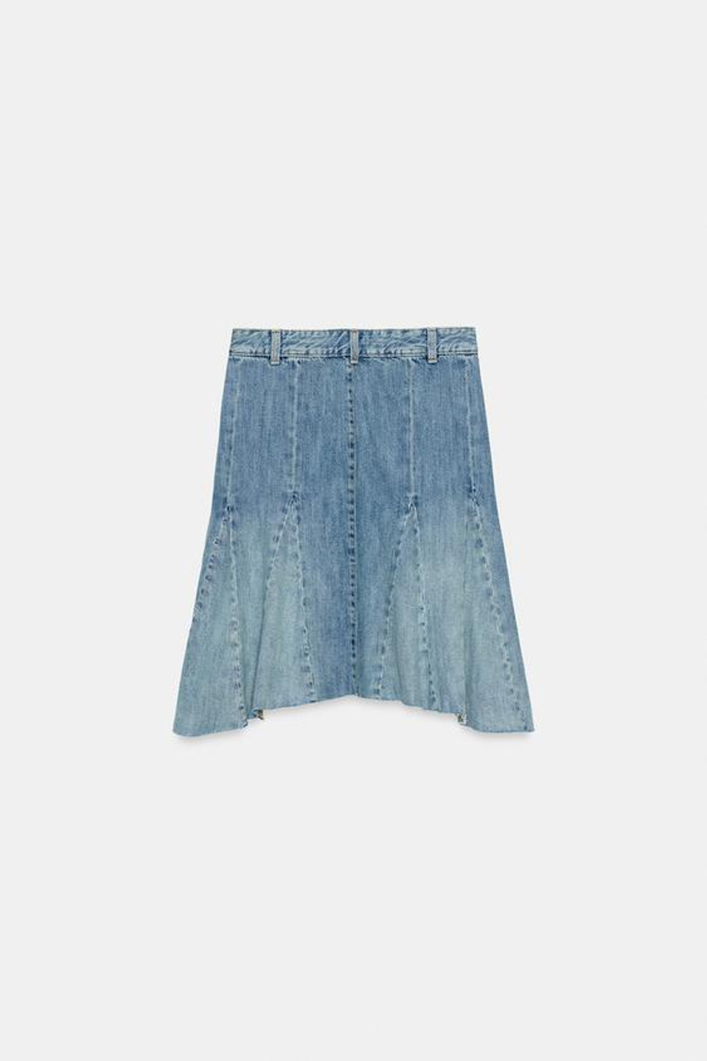 ZARA ДЖИНСОВАЯ ЮБКА TRF С КЛИНЬЯМИ, СИНИЙ