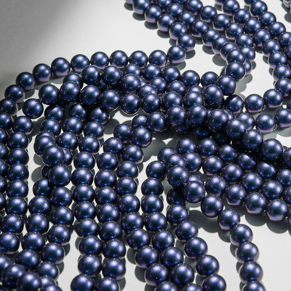 Хрустальный жемчуг, оттенок "Sapphire", шар 6,2мм, перламутрово-сатиновое улучшенное покрытие