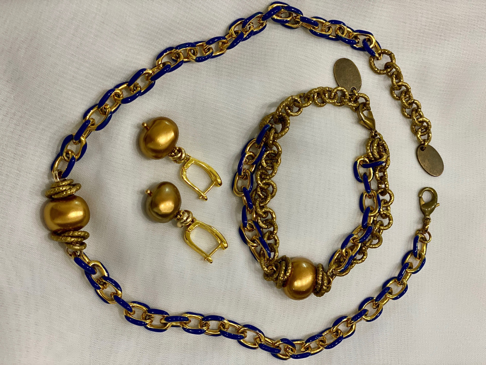 HMG 1332 Enamel chain 0,8cm blue чокер 1cm арт.1350