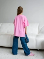 Футболка для девочки оверсайз розовая