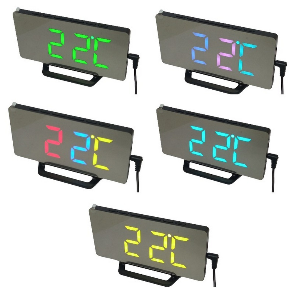 Часы зеркальные LED MIRROR DS-3625S RGB свечение