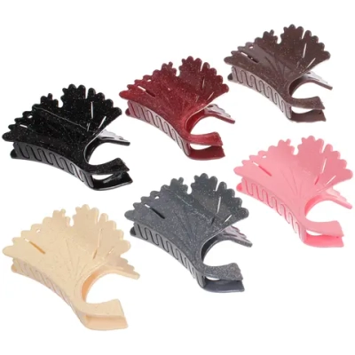 Заколка - краб для волос «AKS - VIENTO», микс 6 цветов, цветок, 9,5*5,5см