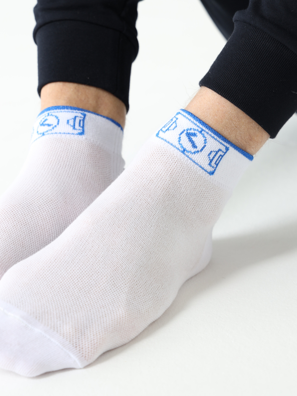 Носки белые с синей вышивкой Город Горький